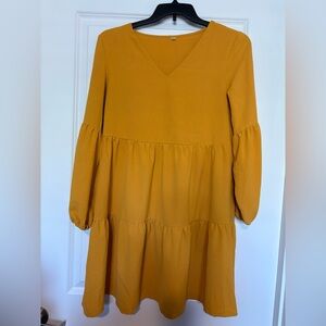 Elegant Mustard Tiered Dress